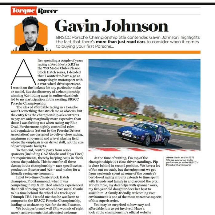 April 28, 2025 -  Ultimate Porsche magazine has an article on Gavin Johson.