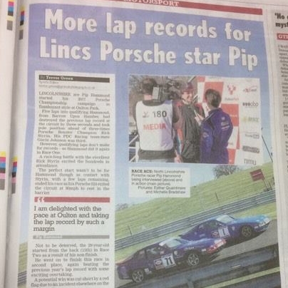 April 5, 2025  - Grimsby Telegraph coverage of Pip Hammond's race and lap record.