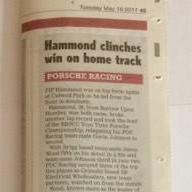 May 16, 2025 -  Grimsby Telegraph article on Cadwell Porsche race.